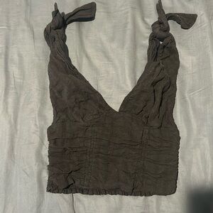 FREE PEOPLE BLACK LINEN TIE UP TOP!